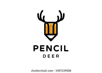 Vektor-Logo-Design-Stift und Stift im Stil der Linienkunst