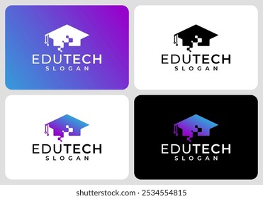 vector logo design digital education bachelor hat