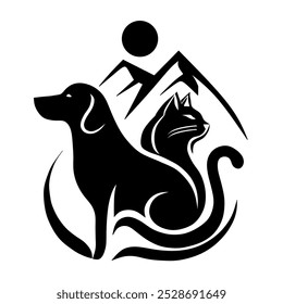 Diseño del logotipo del Vector con la Imagen del perro y del gato. conveniente para el logotipo de la tienda del animal doméstico, club del amante animal, hospital animal