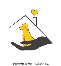 Vector logo design dog in the house, logo, design concept, creative icon, icon