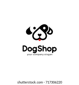 Vector logo design. Dog shop. Sign of love to the dogs