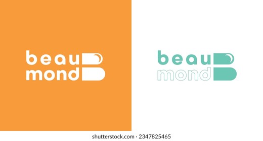 Vector logo design. Easy to edit negative space B and moon symbol. 