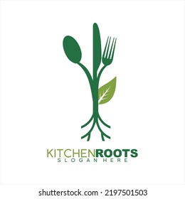 Vector logo design Eco friendly concept with spoon, fork and knife.