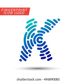 Vector logo design element, abstract information and identification fingerprint letter K color icon 