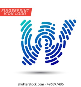 Vector logo design element, abstract information and identification fingerprint letter W color icon 