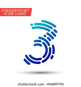 Vector logo design element, abstract information and identification fingerprint number 3 color icon 