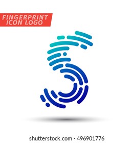 Vector logo design element, abstract information and identification fingerprint letter S color icon