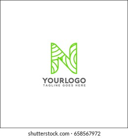 Vector logo design element, abstract information and identification fingerprint. letter N