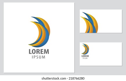 Vector logo design element with business card template. Corporate, sea, assistance.  