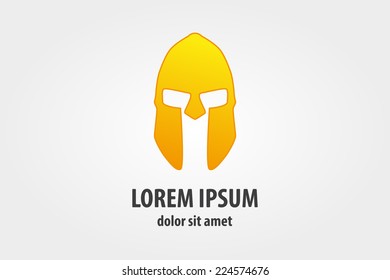 Vector logo design element with business card template. Helmet, security, protection, assistance.