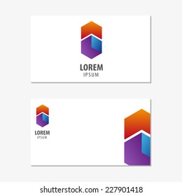 Vector logo design element with business card template on white background. 