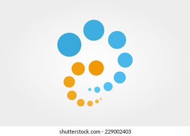 Vector logo design element with business card template on white background. Loading, spiral, helix