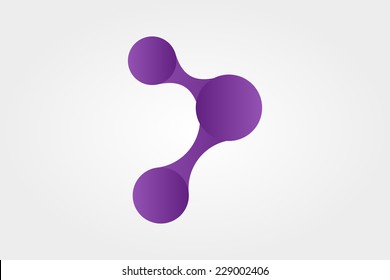 Vector logo design element with business card template on white background. Molecule, purple