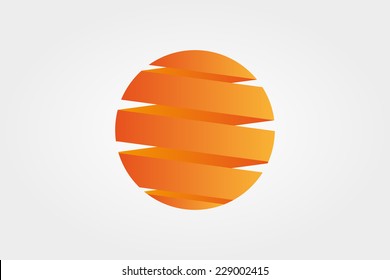 Vector logo design element with business card template on white background. Sun, circle, spiral, helix