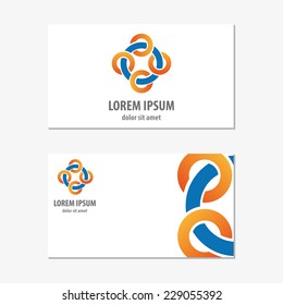 Vector logo design element with business card template on white background. Circle, ring