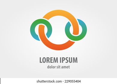 Vector logo design element with business card template on white background. Circle, ring