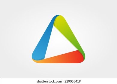 Vector logo design element with business card template on white background. Triangle, colored