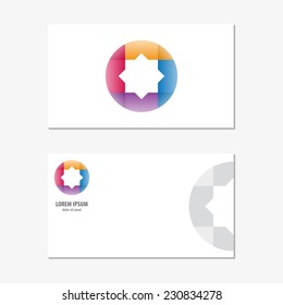 Vector logo design element with business card template on white background. circle,  polyhedron