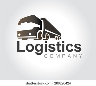 Vector logo design element with business card template on white background. Truck, freight, cargo