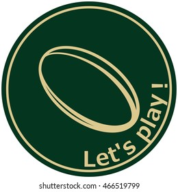 Vector logo design element - icon with rugby ball. Sport backdrop. Rugby team or club emblem.