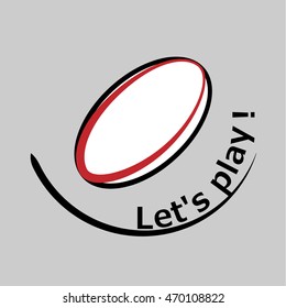 Vector logo design element - icon with rugby ball. Sport backdrop. Rugby team or club emblem.