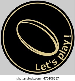 Vector logo design element - icon with rugby ball. Sport backdrop. Rugby team or club emblem.