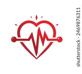 Vector logo design element on white background. Illustration vector of heart beat for medical concept.