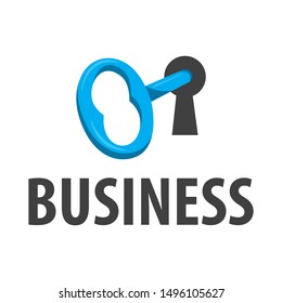 Vector logo design element on white background. Real estate, key, house, home