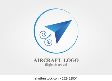 Vector logo design element on white background. Paper airplane