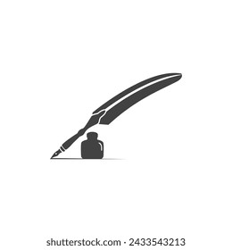 Vector logo design element on white background. Feather writing