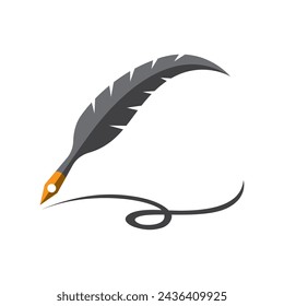Vector logo design element on white background. Feather writing