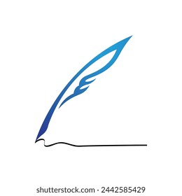 Vector logo design element on white background. Feather writing