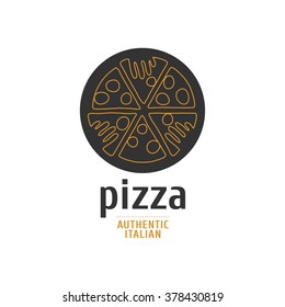 Vector logo, design element, symbol, emblem for pizza, pizzeria, pizza delivery, Italian restaurant