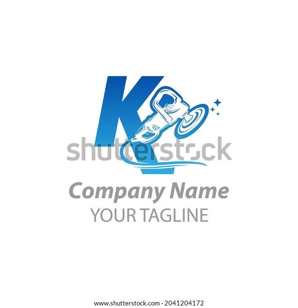 Vector logo with design elements of car\
detailing equipment.with latter K.EPS\
10