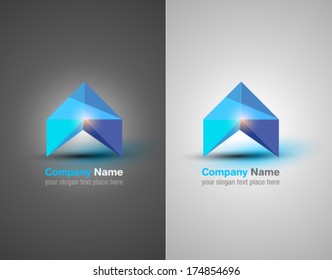 Vector Logo Design Elements. Origami. Blue Icon.