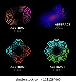 Vector logo design elements set - oval, trendy gradient colors