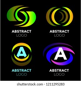 Vector logo design elements set - oval, trendy gradient colors