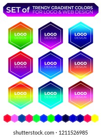 Vector logo design elements set - swatches of trendy gradient colors