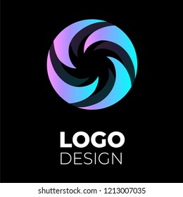 Vector logo design elements set - oval, trendy gradient colors