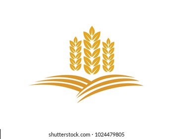 vector logo design and elements of wheat grain, wheat ears, wheat seed, or wheat rye, prosperity symbol
