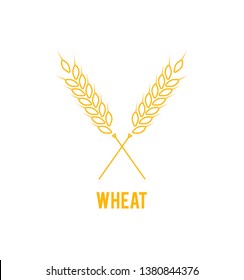 Vector logo design and elements of wheat grain. Line style logotype template with wheat. Easy to use business template.