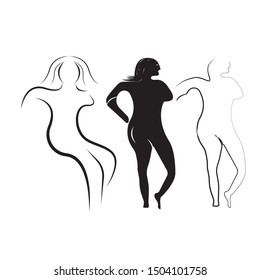 Vector logo design elements. woman body set
