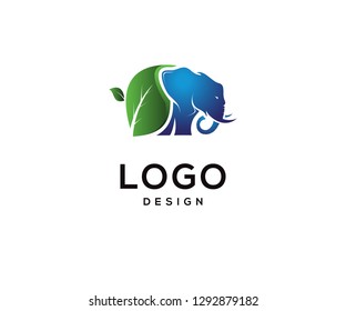 Vector logo design, elephant and leaf icon