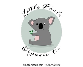 Vector logo design emblem or badge for beauty care.  Koala with eucalyptus