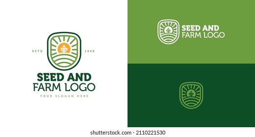 Vector logo design for farming,  farm field, natural harvest, farmer association and more.