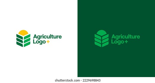 Vector logo design for farming, wheat farm, farm field, natural harvest, farmer association and more.