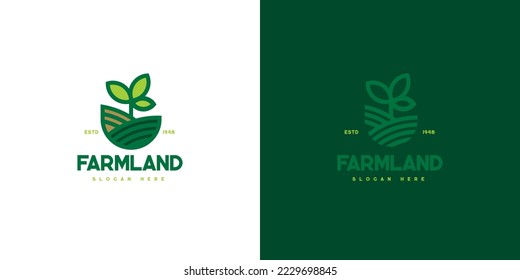 Vector logo design for farming, wheat farm, farm field, natural harvest, farmer association and more.