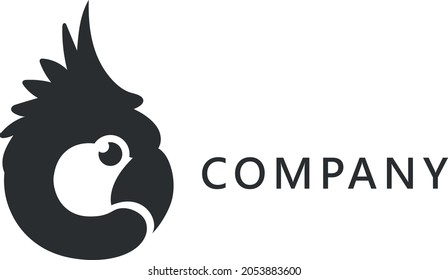 Vector logo design featuring a stylized black cockatoo bird. A logo for use in any business 
