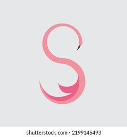 vector logo design of flamingo that forms the letter S can be used for company logos or for other products.