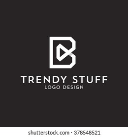Vector logo design, flat letter B in line-art style. Logotype template.